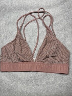 PINK Victoria's Secret Rose Taupe Glitter Striped Bralette